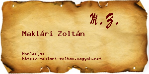 Maklári Zoltán névjegykártya